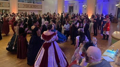 Wide view of the elegant Gaskell Ball